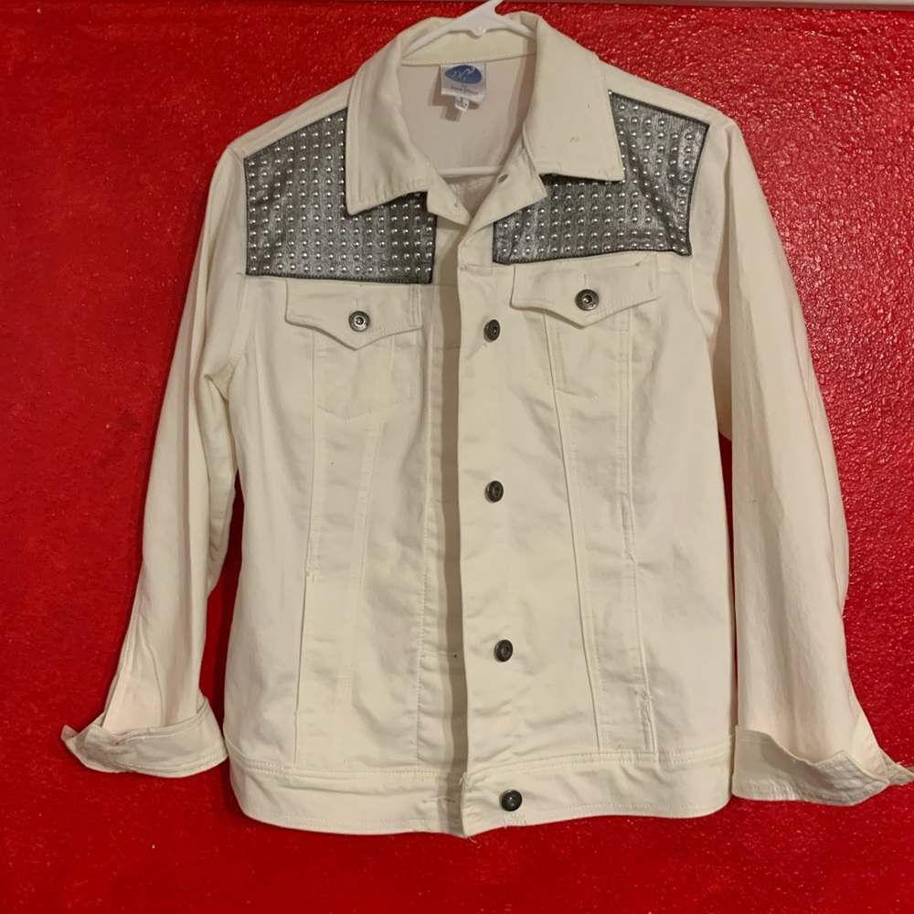 White Denim Jacket w/ Silver Embellishments